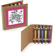 crayon holding square coloring cards - pretty florals