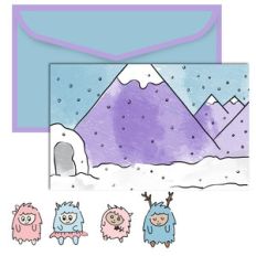 paper doll scene set - yeti