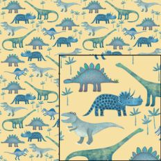 jurassic dinosaurs seamless yellow pattern