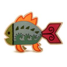 whimsical fish stitched shaped card