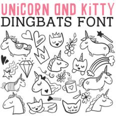 cg unicorn and kitty dingbats