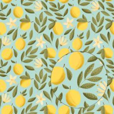 lemon flower seamless pattern