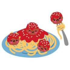 kawaii spaghetti and meatballs