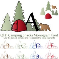 qfd camping snacks monogram font