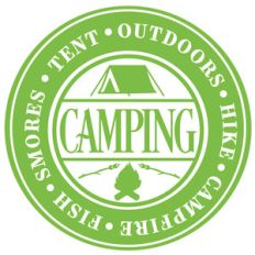 camping word label