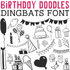 cg birthday doodles dingbats