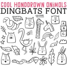 cg cool handdrawn animals dingbats