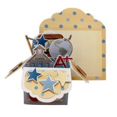school pop up card in a box with envelope