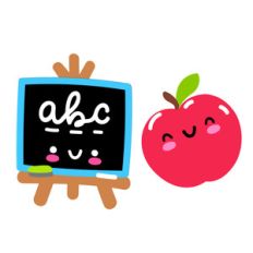 kawaii apple and chalkboard