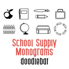 school supply monogram doodlebat