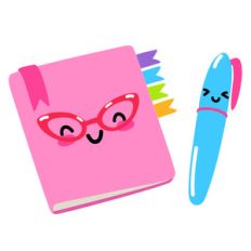 kawaii school planner and pen