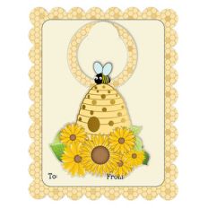 bee hive bottle tag on a2 card