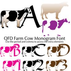 qfd farm cow monogram font