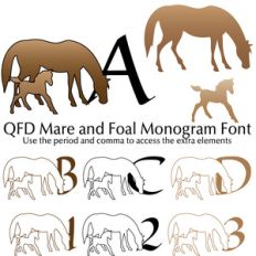 qfd mare and foal monogram font
