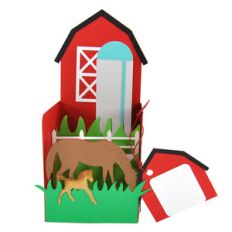 mare and foal farm card in a box