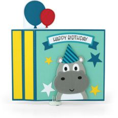 6x6 wiper card birthday hippo