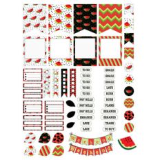watermelon-themed planner stickers