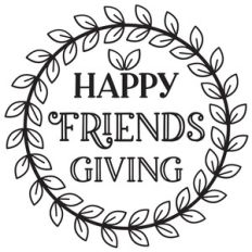 happy friendsgiving leafy wreath