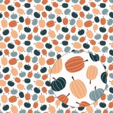 orange and blue pumpkins seamless pattern