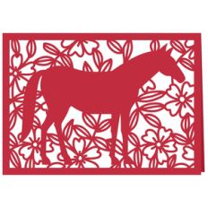 horse with flowers greetings card