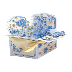 5x7 blue floral garden pop up card in a box
