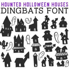 cg haunted halloween houses dingbats