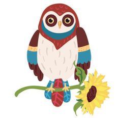 owl with sunflower