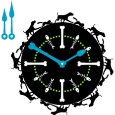 dog chasing cat clock
