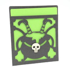 witch cauldron with skull card