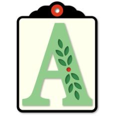gift tag a initial leaf sprig