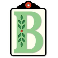 gift tag b initial leaf sprig