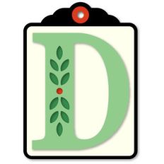 gift tag d initial leaf sprig
