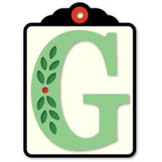 gift tag g initial leaf sprig