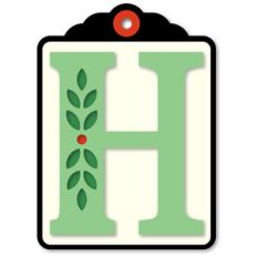 gift tag h initial leaf sprig