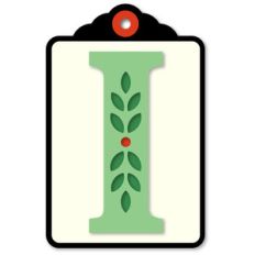 gift tag i initial leaf sprig