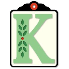 gift tag k initial leaf sprig