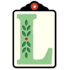 gift tag l initial leaf sprig