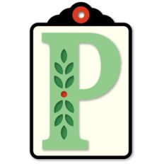 gift tag p initial leaf sprig