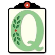 gift tag q initial leaf sprig