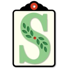 gift tag s initial leaf sprig