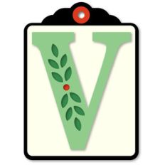 gift tag v initial leaf sprig