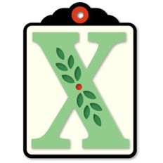 gift tag x initial leaf sprig
