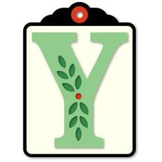 gift tag y initial leaf sprig