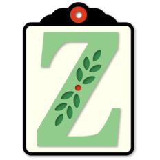 gift tag z initial leaf sprig