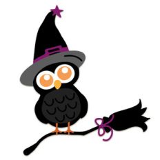 witch owl with broom
