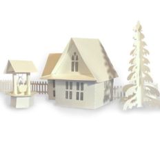3d tea light village american gothic house