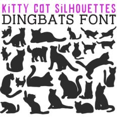 cg kitty cat silhouettes dingbats