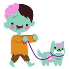 kawaii zombie walking dog