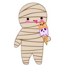 kawaii mummy eating icecream