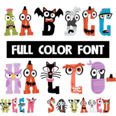 halloween squared color font